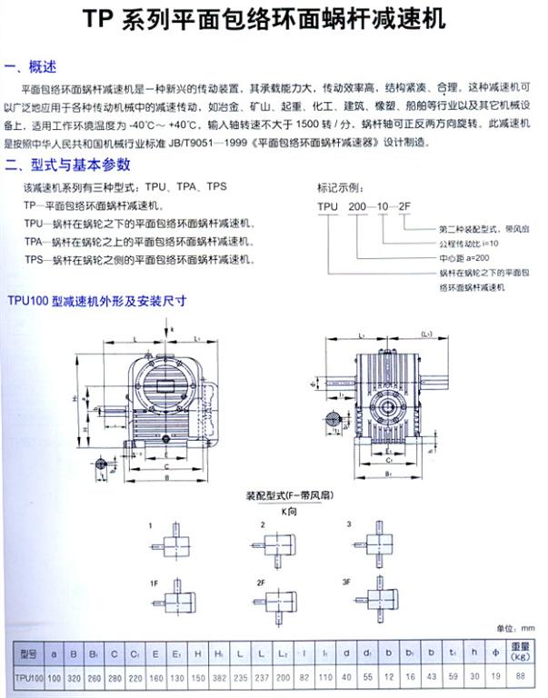 TP系列平面包络环面<a target='_blank' title='帮得力蜗杆减速机,减速机,减速机-蜗轮蜗杆减速机 精密加工' href='/WLWGJSJ/default.html'>蜗杆减速机</a>